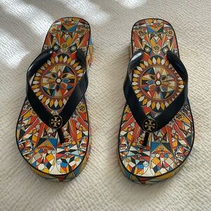 Tory Burch “slight” platform flip flops size 8 WORN ONCE